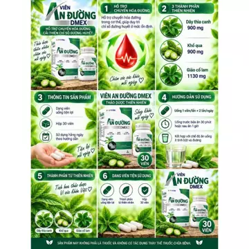 Viên An Đường DMEX 30 Viên – Dây Thìa Canh Khổ Qua Giảo Cổ Lam Hỗ Trợ Chuyển Hóa Đường