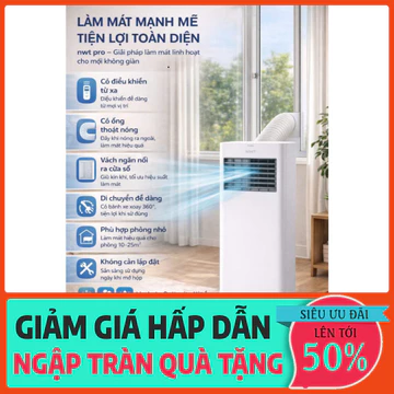 ib đặt hàng✔️ Điều Hòa Di Động NWT Pro, Máy Lạnh Di Động Thiết Kế Nhỏ Gọn, Dễ Di Chuyển, Kết Nối App Điện Thoại, Có Rem