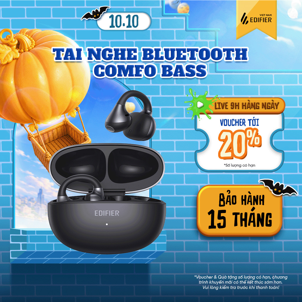 Tai Nghe Bluetooth EDIFIER COMFO BASS | Thiết Kế Kẹp Vành Tai | Thời Gian Sử Dụng Tới 22H | Bảo Hành 15 Tháng