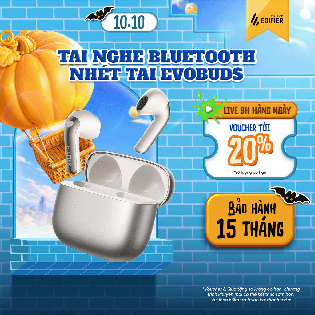 Tai Nghe Bluetooth EDIFIER EVOBUDS/EVOBUDS PRO | Chống Ồn Chủ Động | Tới 35H Sử Dụng | Bluetooth 6.1 | Bảo Hành 15 Tháng