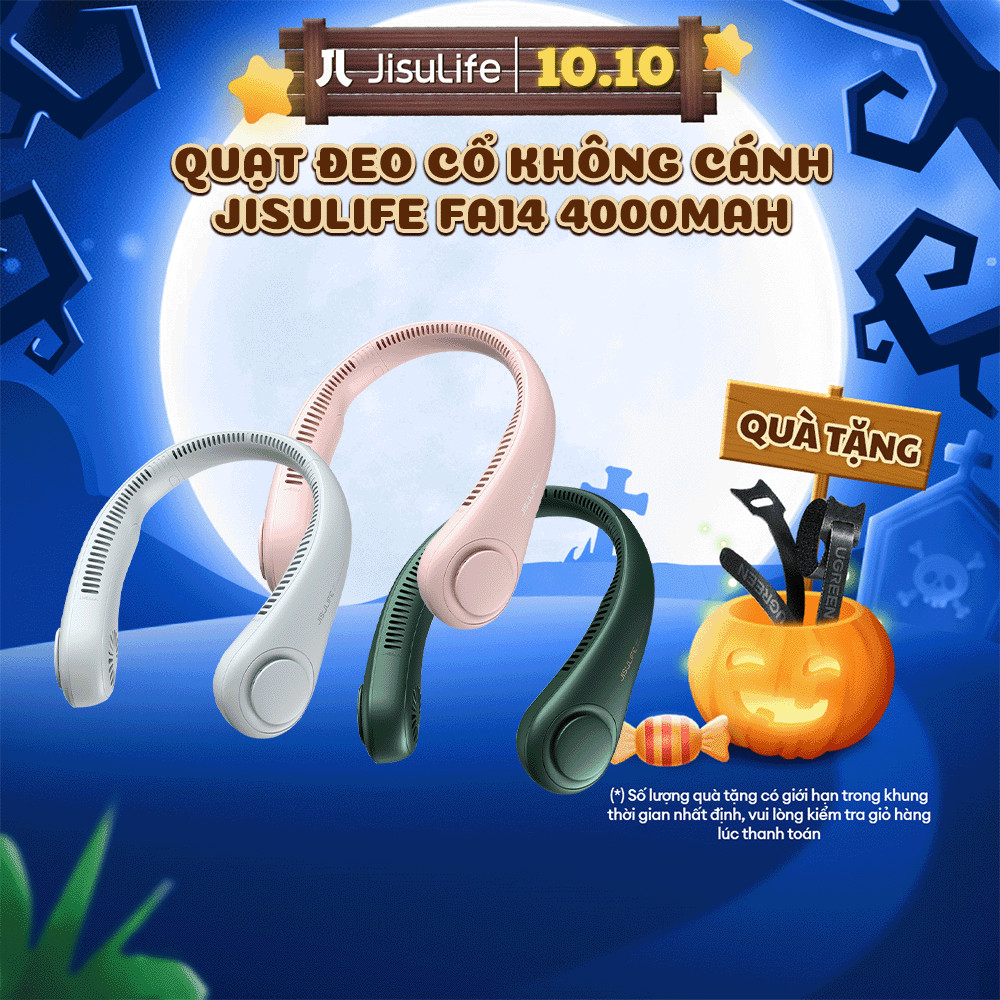 Quạt Đeo Cổ Không Cánh JISULIFE FA14 Siêu Mát 270 Độ - Pin 4000mAh Sử Dụng Lên Đến 16H Chính Hãng - Bảo Hành 12 Tháng