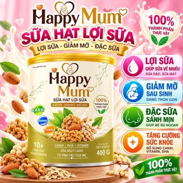 Sữa Hạt Lợi Sữa Happy Mum Dành Cho Mẹ Sau Sinh- Hỗ Trợ Gọi Sữa, Tăng Tiết Sữa, Dinh Dưỡng Cho Mẹ Và Bé