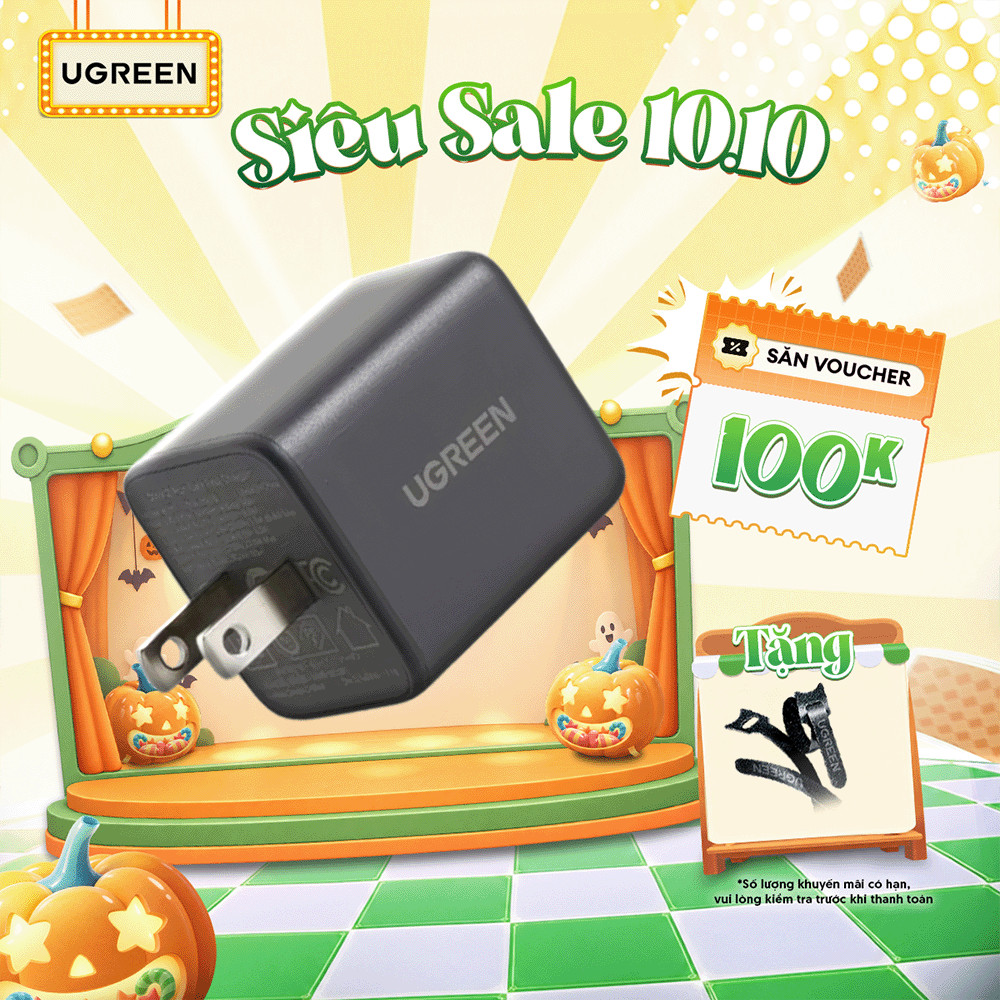 Củ sạc nhanh 30W Ugreen X516 | Công nghệ GaN | Hỗ trợ cổng USB-C và USB-A | Bảo hành 18 tháng 1 đổi 1 65025