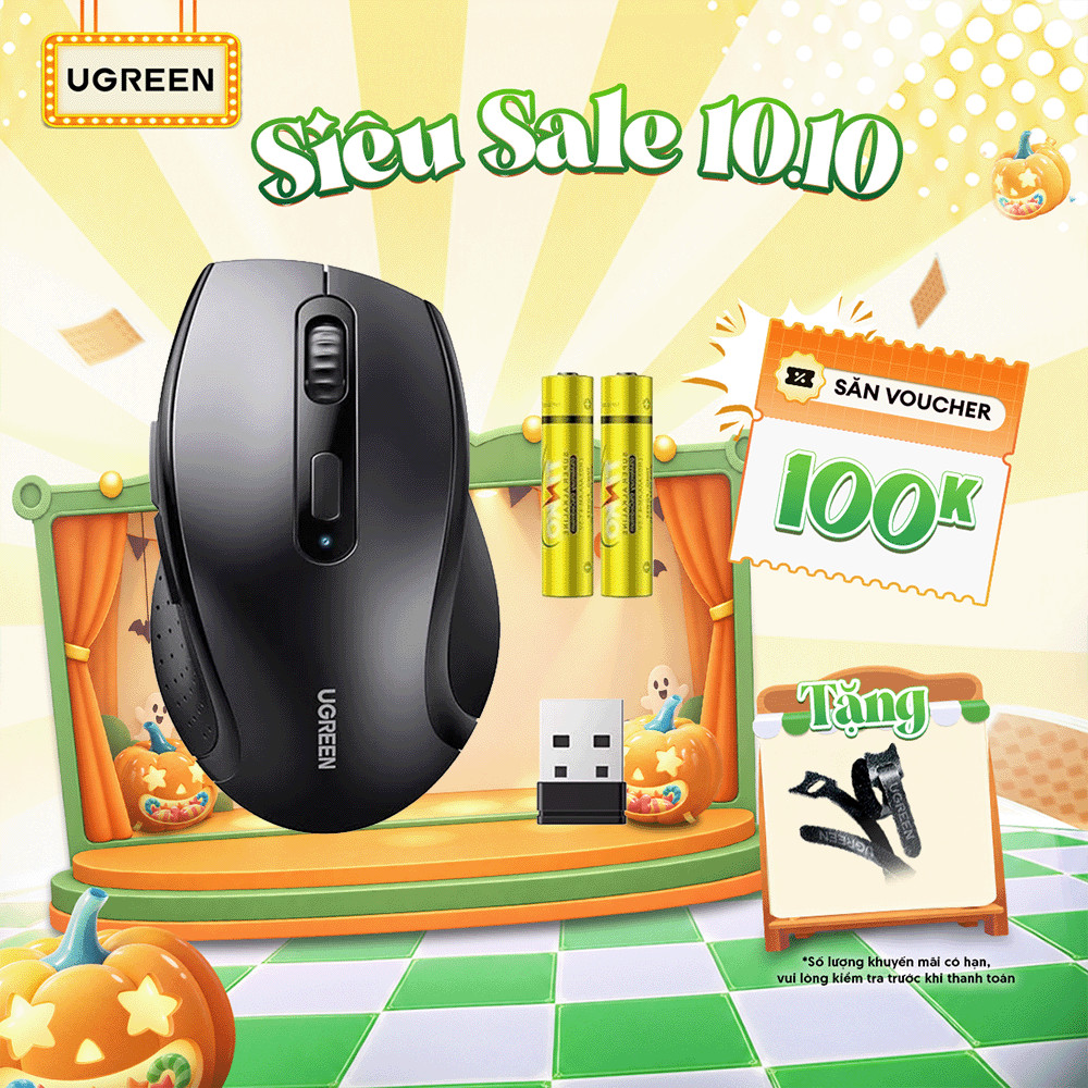 Chuột không dây Ugreen M511 | DPI (800/1200/1600) | Kết nối 2.4GHz kèm 2 pin AAA | Bảo hành 18 tháng 1 đổi 1 | 55780
