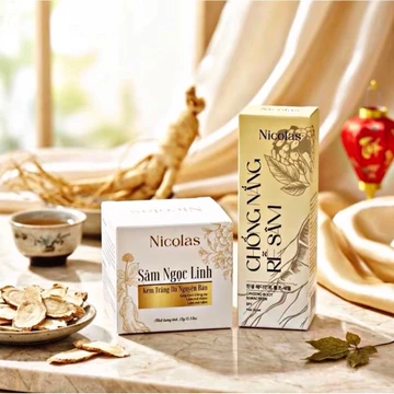 Kem Dưỡng Trắng Da Mờ Nám Sâm Ngọc Linh Nicolas 15g và Chống Nắng Rễ Sâm Nicolas 30ml