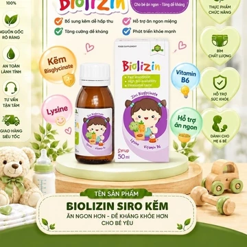 Kẽm Hữu Cơ Biolizin, bé biếng ăn,kẽm ăn ngon cho bé bổ sung dưỡng chất, tăng cường miễn dịch