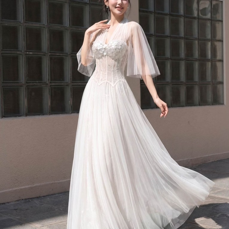 Đầm Dự Tiệc Dáng Dài Angel Corset Phối Ren Voan Cao Cấp