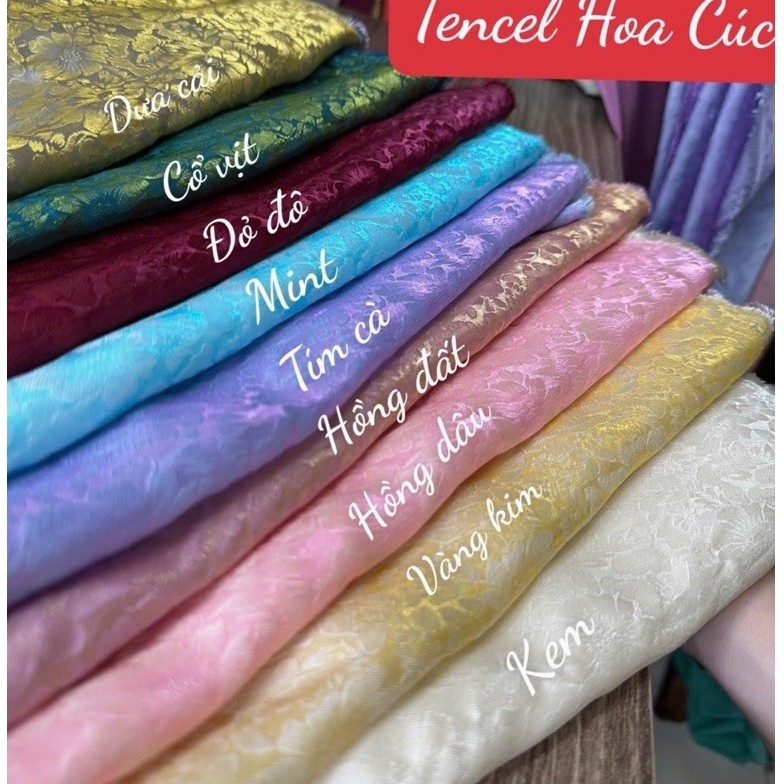 [ VẢI NAKI] Tơ TENCEL HOA CÚC khổ 1,5m óng ánh chuyển màu lên áo dài, bà ba đồ bộ