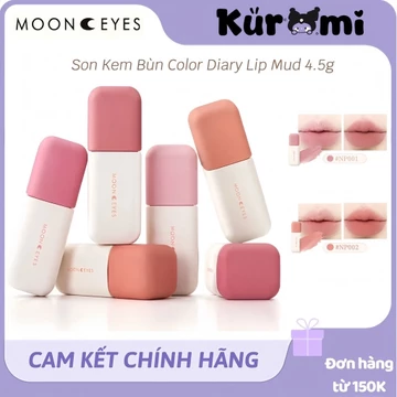 (TẶNG BÔNG MÚT) MOON EYES Son Kem Bùn Moon Eyes Lùn Vỏ Vuông, Son Mooneyes Kem Color Diary Lip Mud Mỏng Nhẹ Mềm Lì 4.5g