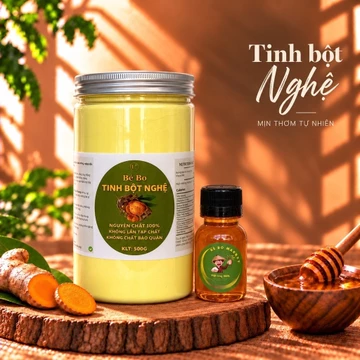 Tinh Bột Nghệ Vàng Nguyên Chất, hỗ trợ sáng da, tiêu hóa hiệu quả, đắp mặt, bột pha uống Bé Bo