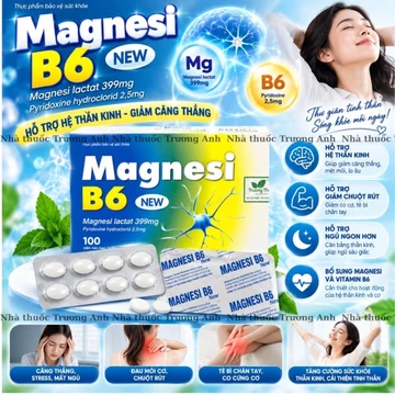 Magnesi B6 NEW Hộp 100 viên – Bổ sung Magie & Vitamin B6, hỗ trợ giảm mệt mỏi, căng thẳng, chuột rút