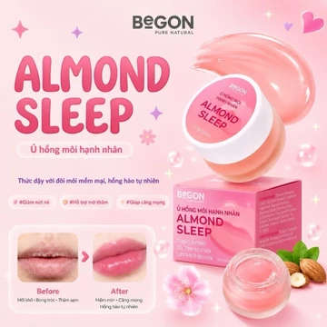 Ủ Hồng Môi Hạnh Nhân BeGON ALMOND SLEEP 5gr Son Dưỡng Hỗ Trợ Mềm Môi Cải Thiện Thâm Vitamin C Thể Hệ Mới....