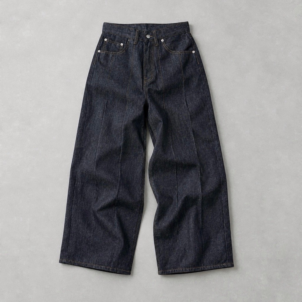 Quần Jean Raw Denim 12oz Deep Indigo Ống Rộng Xếp Ly – Pleated Baggy Pants TheBrothers