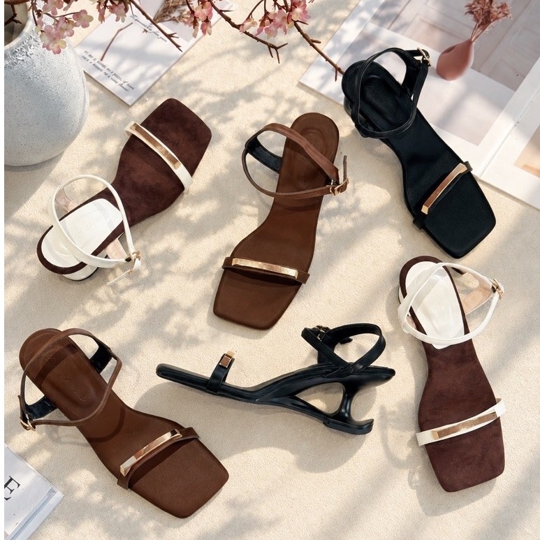 QUYNH NY - (DEAL MỞ BÁN) Giày nữ cao 5cm bản quai khoá đồng sang trọng - giày sandals dự tiệc, đi đám thời trang nổi bật