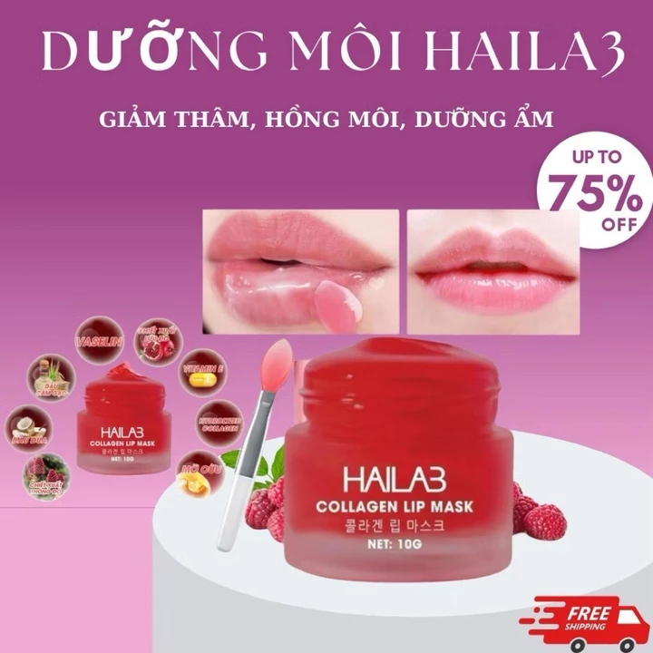 Ủ môi lựu đỏ collagen Hàn Quốc HaiLaB hỗ trợ giảm thâm, hồng môi dưỡng ẩm 10gr