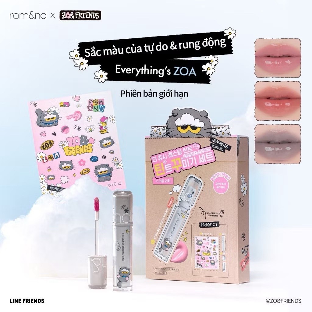 Bộ Sưu Tập Romand X ZO&FRIENDS (Son Tint, Son Bóng) | Shopee Việt Nam