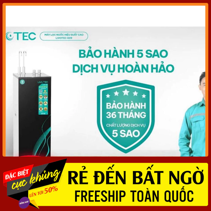 ✔️lB ĐẶT ĐƠN ✔️ Máy lọc nước RO Livotec 609, 2 chế độ nước, giàu hydrogen, giàu khoáng [Tặng Máy xay sinh tố Livotec LVB