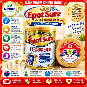 SỮA XƯƠNG KHỚP EPOT SURE CHO NGƯỜI CAO TUỔI LON 900G - GIÀU CANXI , HỖ TRỢ XƯƠNG KHỚP VÀ TIỂU ĐƯỜNG