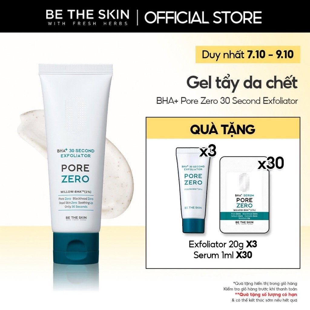 Gel Tẩy Da Chết Be The Skin BHA+ 30 Second Exfoliator Pore Zero BETHESKIN 100g