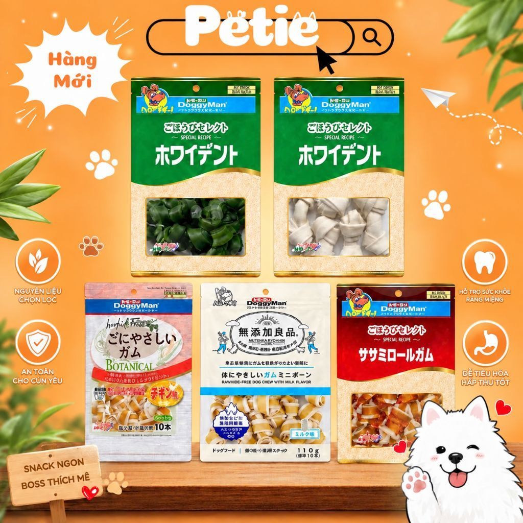 [COMBO 3 GÓI]Xương Gặm Cho Chó Doggyman Giúp Sạch Răng & Khử Mùi Hôi Miệng Nhiều Hương Vị