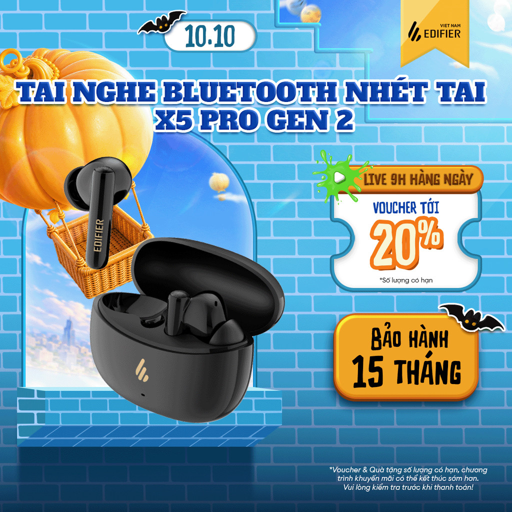 Tai Nghe Bluetooth Nhét Tai EDIFIER X5 PRO | Chống Ồn Chủ Động | Thời Gian Sử Dụng Tới 31H | Bảo Hành 15 Tháng