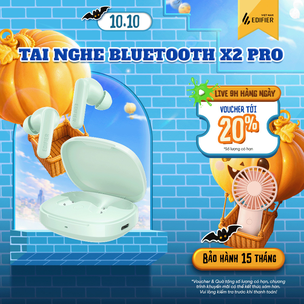 Tai nghe Bluetooth EDIFIER X2 PRO | Chống Ồn Chủ Động | Thời Gian Sử Dụng đến 49H | Bảo Hành 15 Tháng