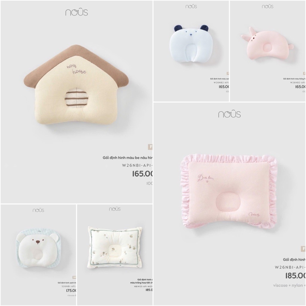 NOUS Gối định hình đầu cho bé từ SƠ SINH Newborn nhiều hình dáng
