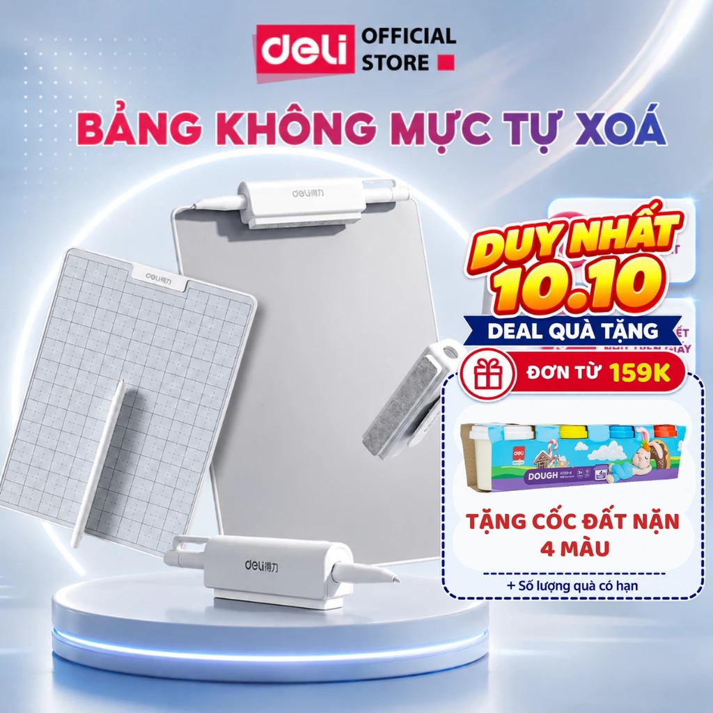 [🔥DEAL SỐC] Bảng Viết Tự Xóa Không Mực Deli Có Từ Tính, Bảng Trơn, Ô Ly Kèm Bút Phù Hợp Viết Note, Học Tập