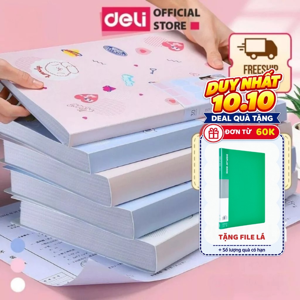 [🔥GIÁ CHỈ 49K] File Lá Tài Liệu 30 40 Túi Đựng Siêu Âm Màu Pastel Học Sinh Deli Đa Năng A4 Họa Tiết Cute