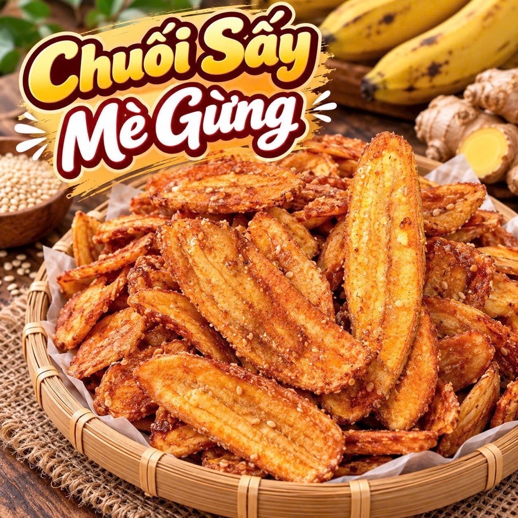 Chuối Chiên Giòn Mè Gừng Giòn Tan  [CÓ BÁN SỈ] , [Loại Đặc Biệt] Hàng ngon nhà làm
