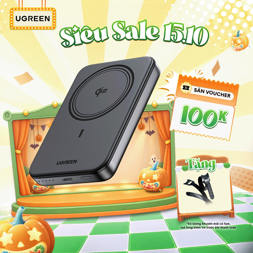 Pin sạc dự phòng 10000mAh Ugreen Qi2 | Công suất 20W/30W | Bảo hành 18 tháng 1 đổi 1 | 45763 55135B 65176B 75982SR