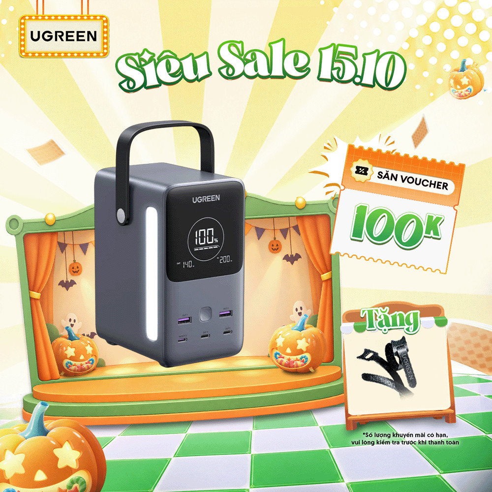 Trạm sạc UGREEN 65W-300W CD268/PB770 | Sạc nhanh 5-7 cổng | Công nghệ GaN II |  Bảo hành 18 tháng 1 đổi 1 60113 25286