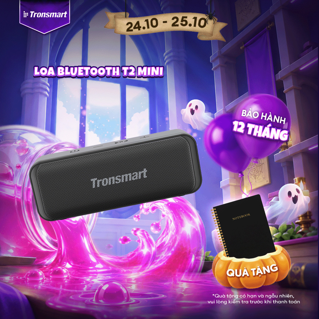 Loa Bluetooth Tronsmart T2 MINI | Công Suất 10W | Chơi Nhạc Đến 18h | Kháng Nước IPX7 | Bluetooth 5.3 | BH 12 Tháng