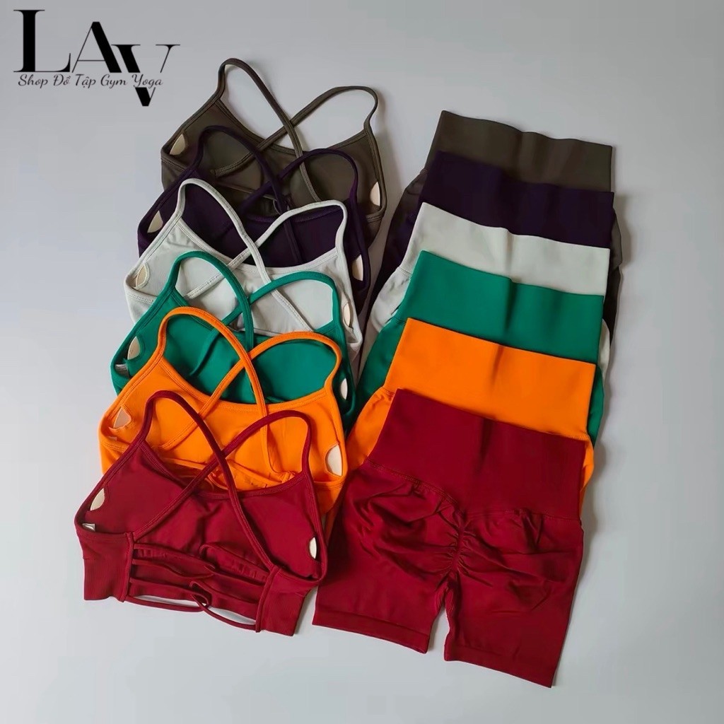 Set đồ tập quần ngắn chun mông áo bra đan lưng MITAO mix set 3DK019/WX012 - LAV Activewear