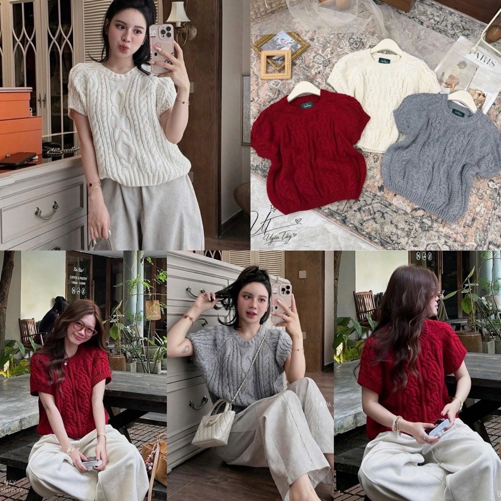 Áo len sợi xoắn thừng tay bồng hàng L1 đẹp nét AL3355 - NhiNhi Shop