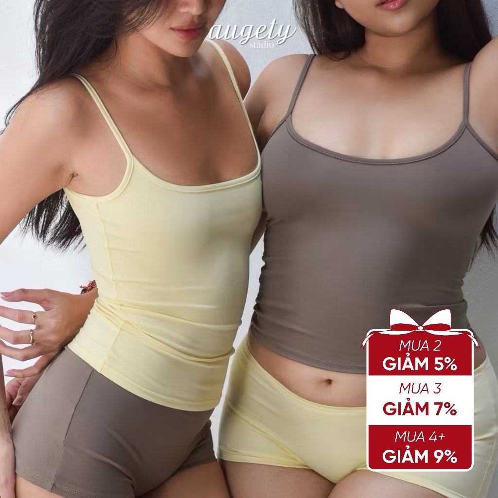 [MUA 2 GIÁ HỜI] Áo Hai Dây Basic Chiết Eo Vải Thun Cao Cấp Augety Studio MIRA TOP
