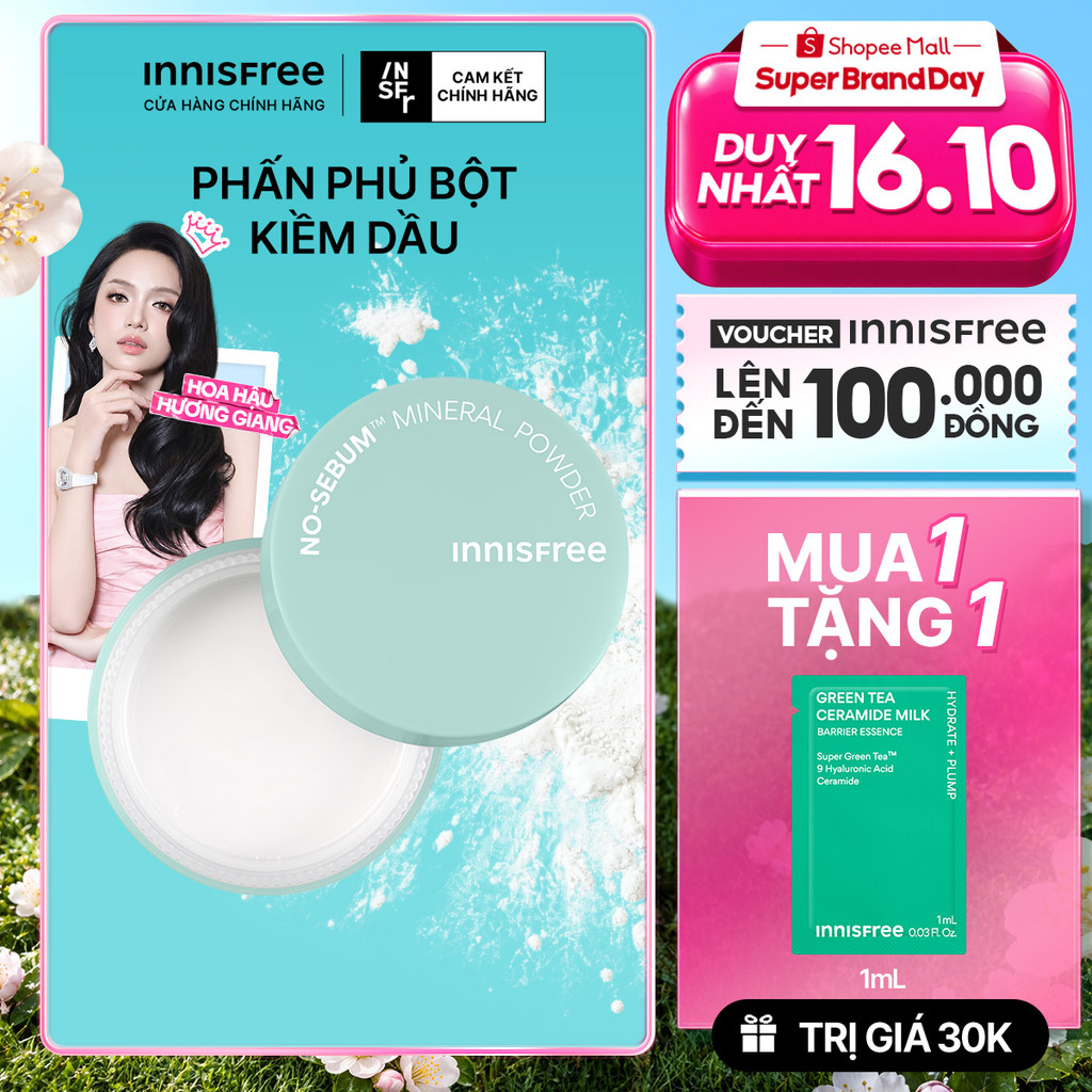 Phấn phủ bột kiềm dầu, mịn lì lâu trôi INNISFREE No Sebum Mineral Powder 5g