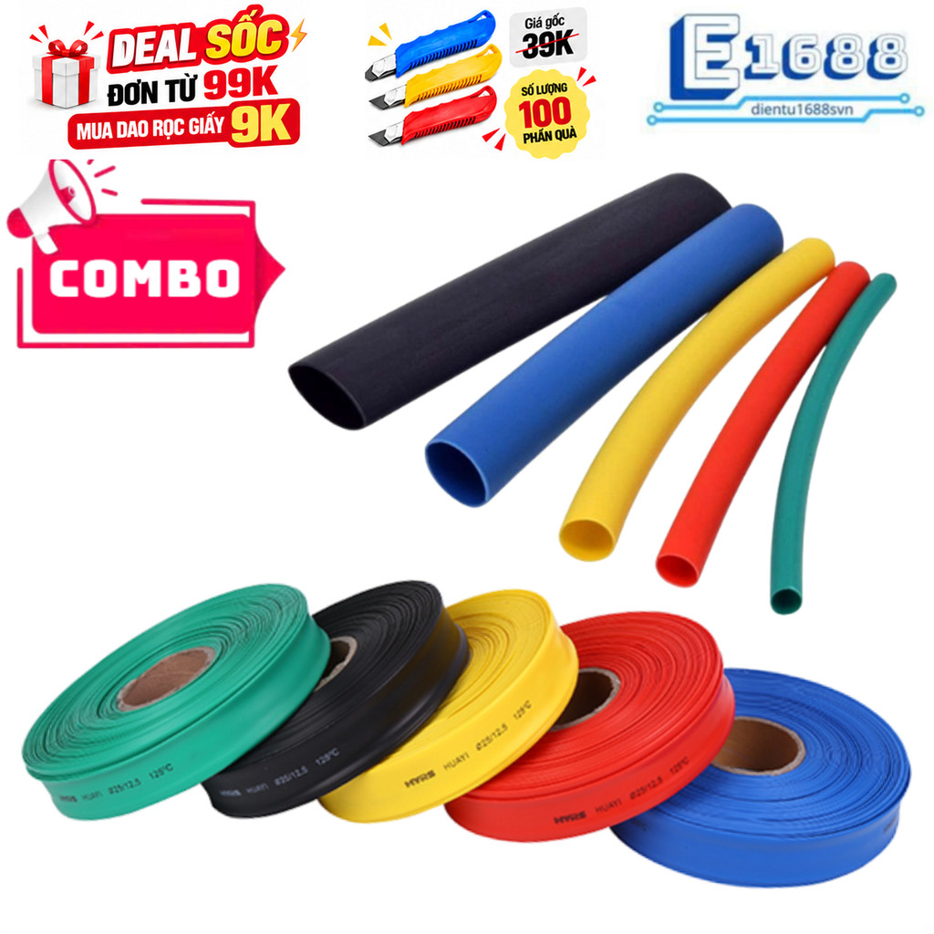 10 mét- Ống co nhiệt, ống gen cách điện, ống bọc dây điện 1-10mm tiện lợi bán theo mét