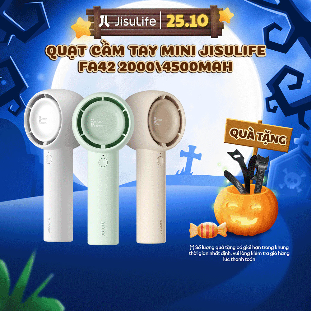 Quạt Cầm Tay Mini JISULIFE FA42 Siêu Mát - Sạc Nhanh - Pin 2000/4500mAh Sử Dụng Lên Đến 7H-16H Chính Hãng - BH 12 Tháng