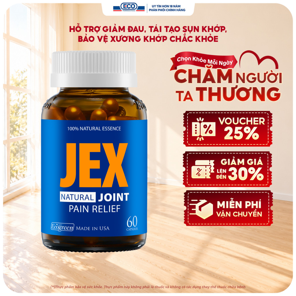 [Hộp 60v] Viên Uống Giảm Đau Xương Khớp JEX Ecogreen Tái Tạo Sụn Khớp