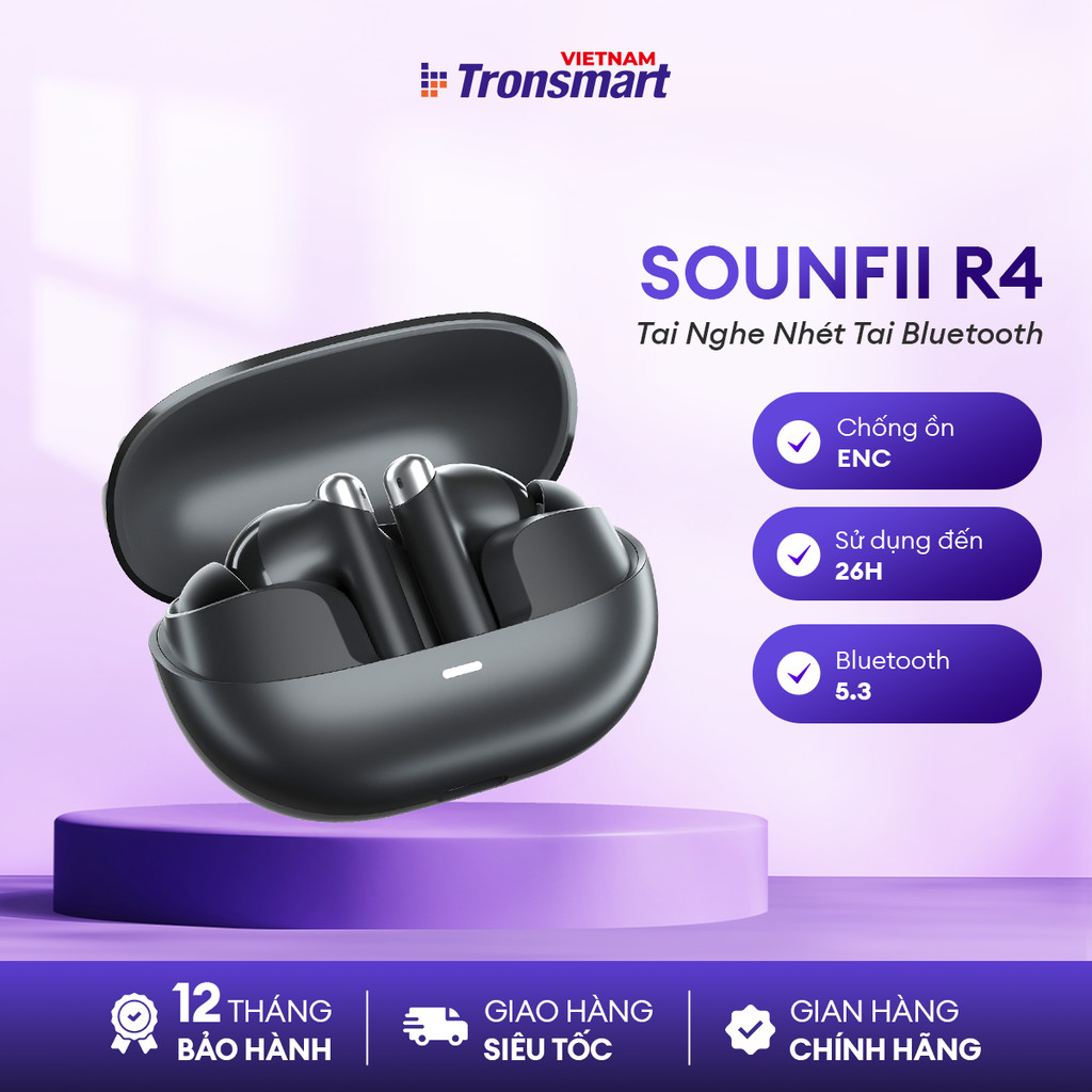 Tai Nghe Nhét Tai Tronsmart SOUNFII R4 | ENC Chống Ồn | Chơi Nhạc Đến 28H | Bluetooth 5.3 | Bảo Hành 12 Tháng