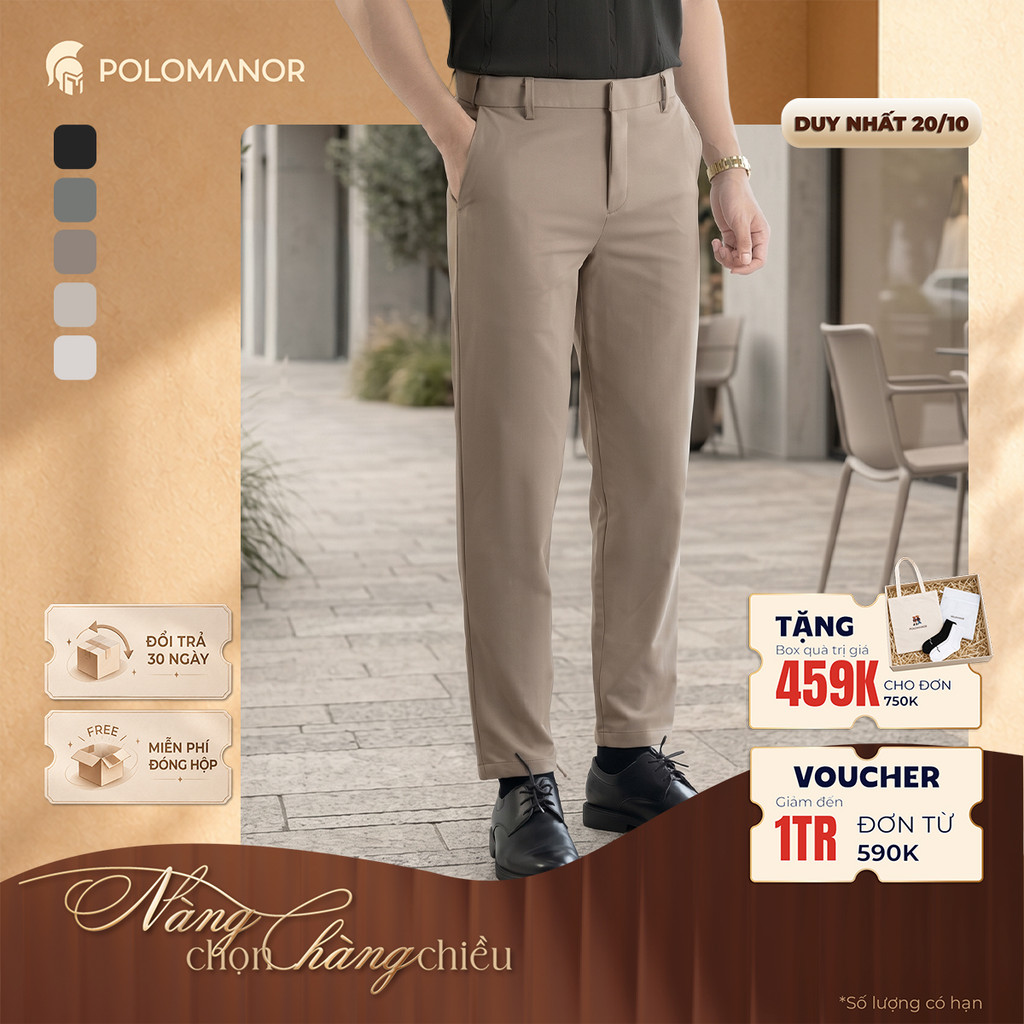 [BEST SELLER] Quần dài kaki nam SD, chất liệu Kaki gân Hàn Quốc chuẩn form tôn dáng sang trọng - POLOMANOR
