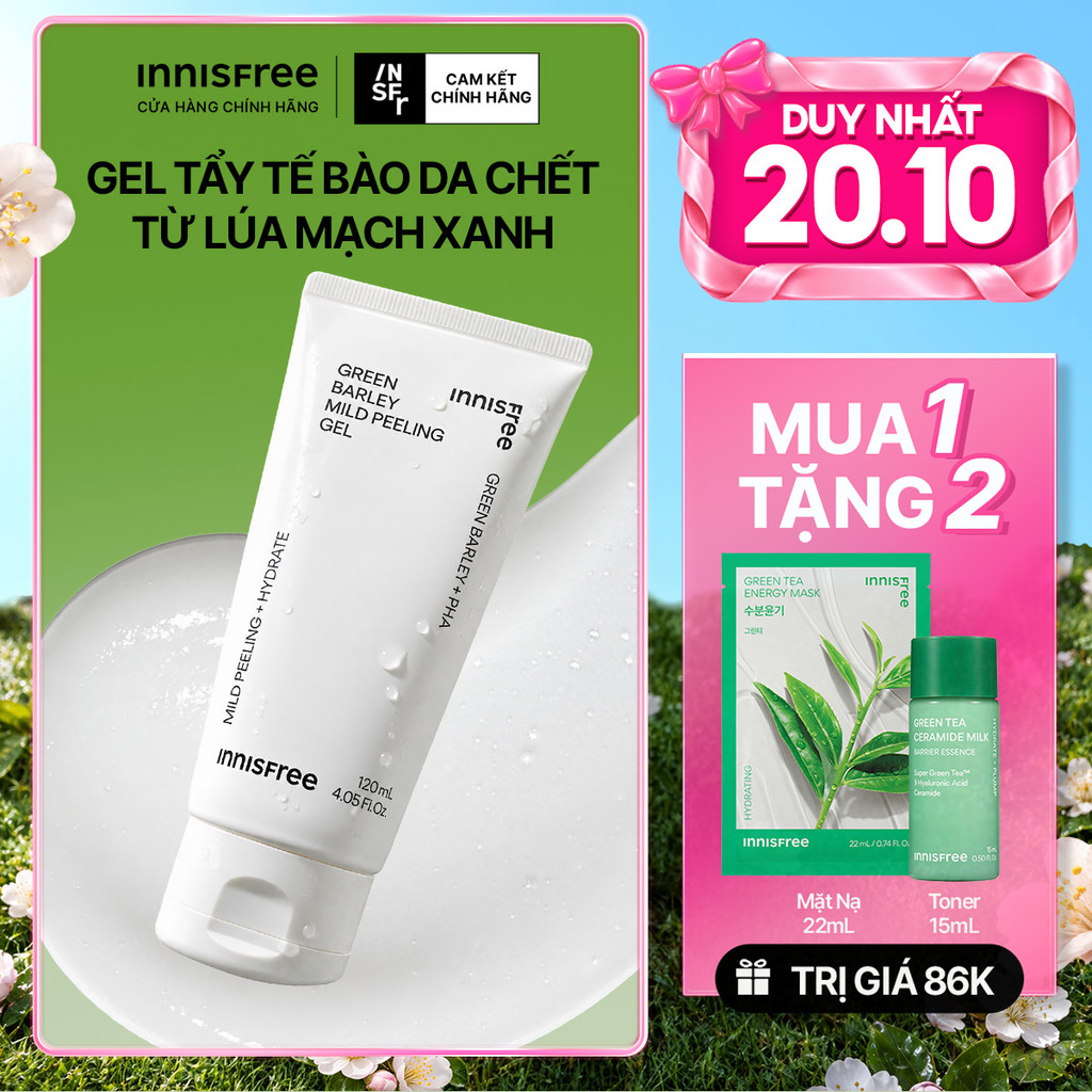 Gel tẩy tế bào da chết từ lúa mạch xanh innisfree Green Barley Mild Peeling Gel 120ml