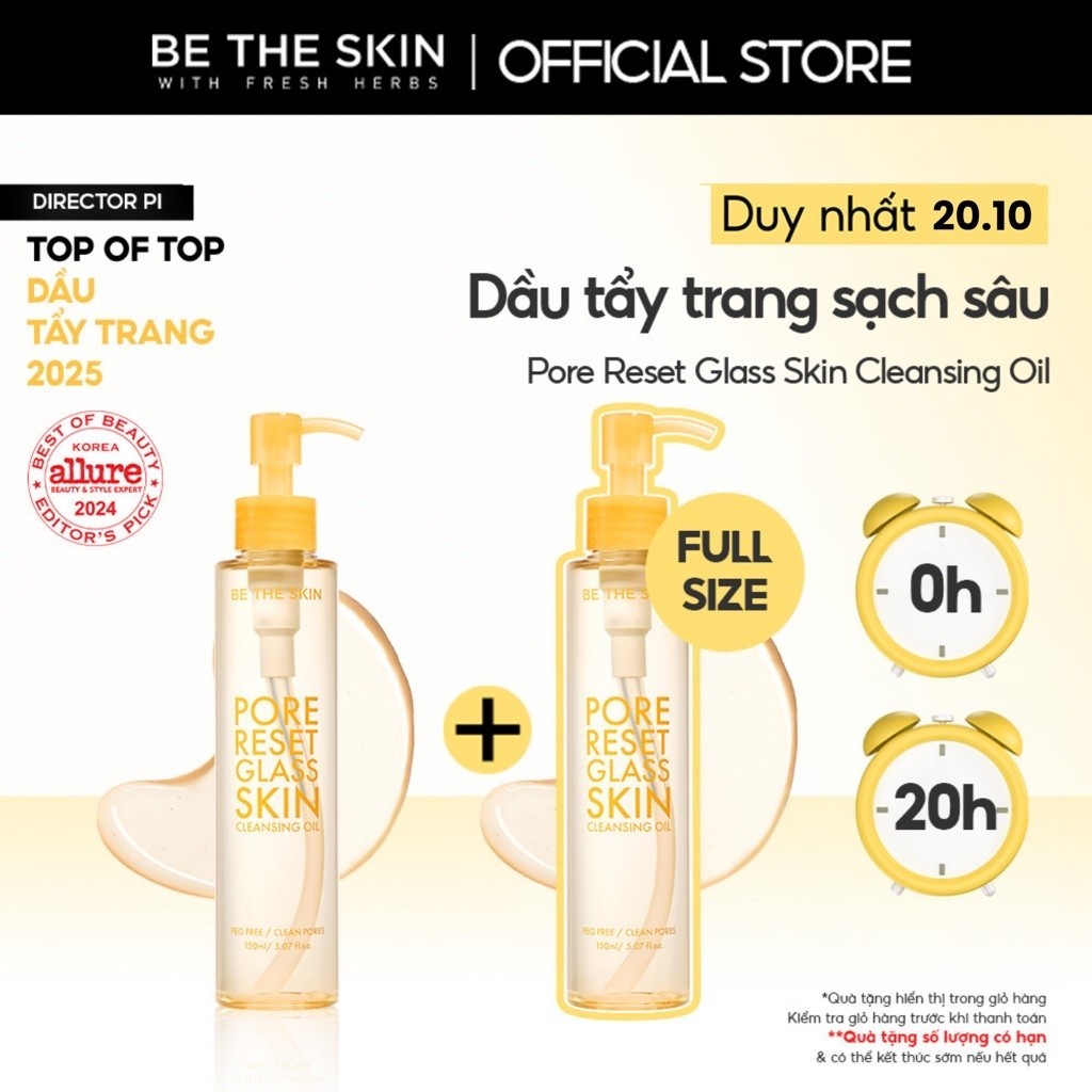 Dầu Tẩy Trang Làm Sạch Sâu Pore Reset Glass Skin Cleansing Oil BETHESKIN 150ml