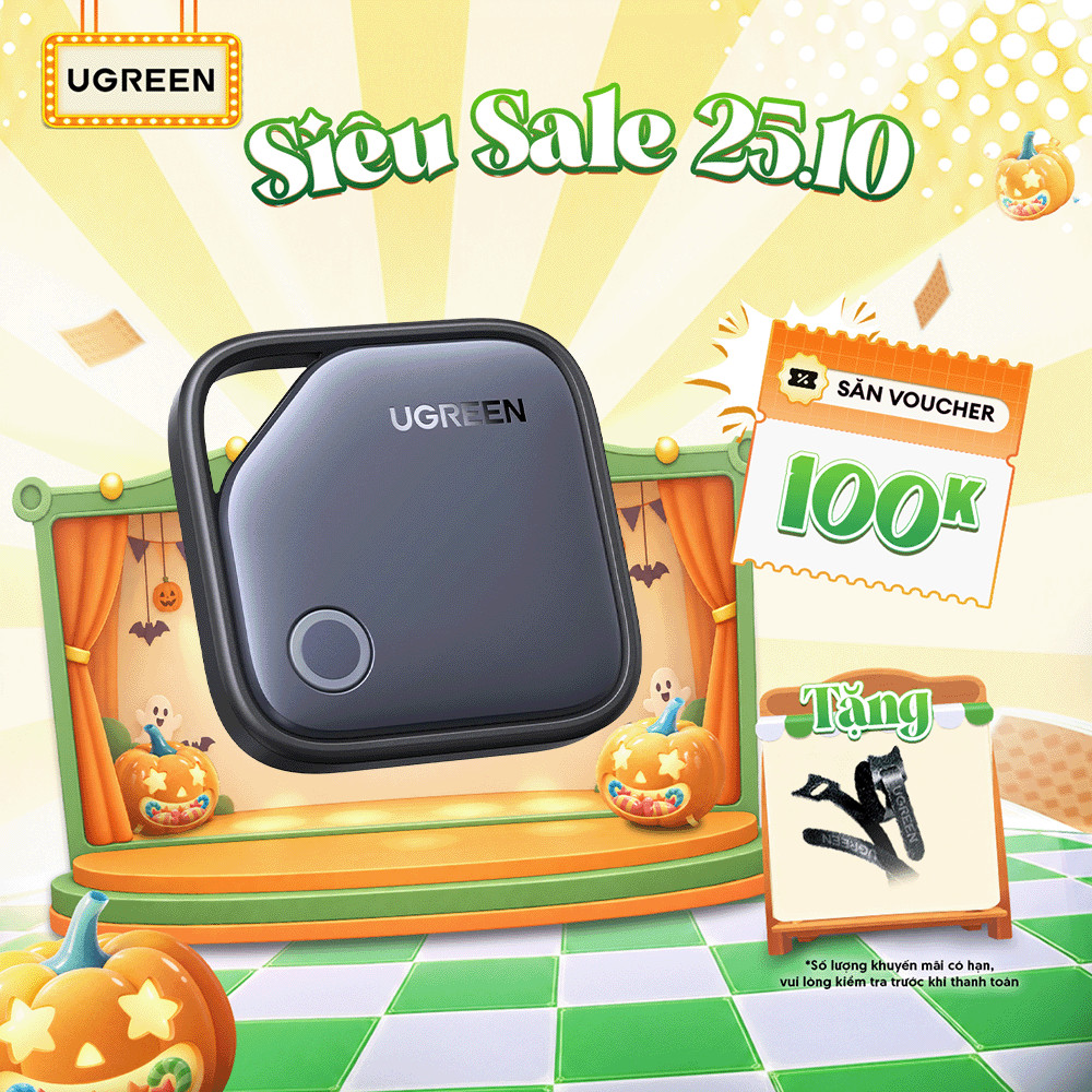 Thiết bị định vị Ugreen Finder|Tích hợp còi báo động|Pin sử dụng lên đến 24 tháng|BH18 tháng 1 đổi 1 45297 55769P 95900S