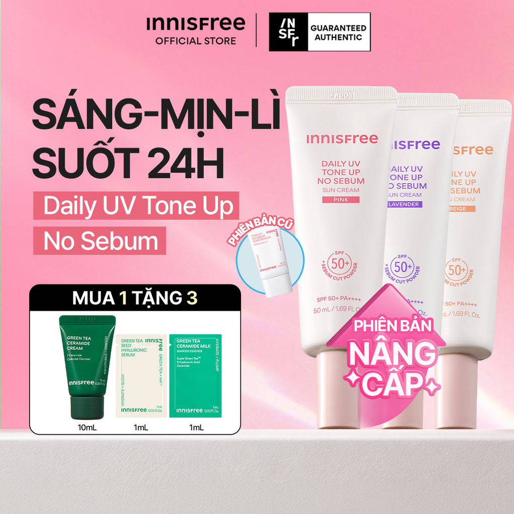 Kem chống nắng nâng tông kiềm dầu INNISFREE Tone Up No Sebum SPF 50+ PA++++
