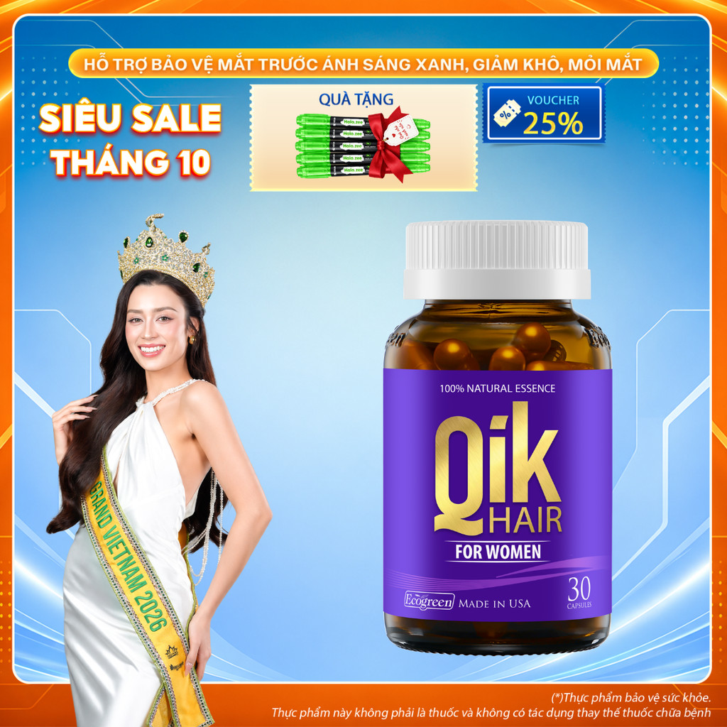 [MỚI+MGG 30K] Viên Uống Mọc Tóc Cho Nữ Qik Hair For Women Hỗ Trợ Mọc Tóc Nhanh Và Giảm Rụng Tóc Hiệu Quả Hộp 30 Viên