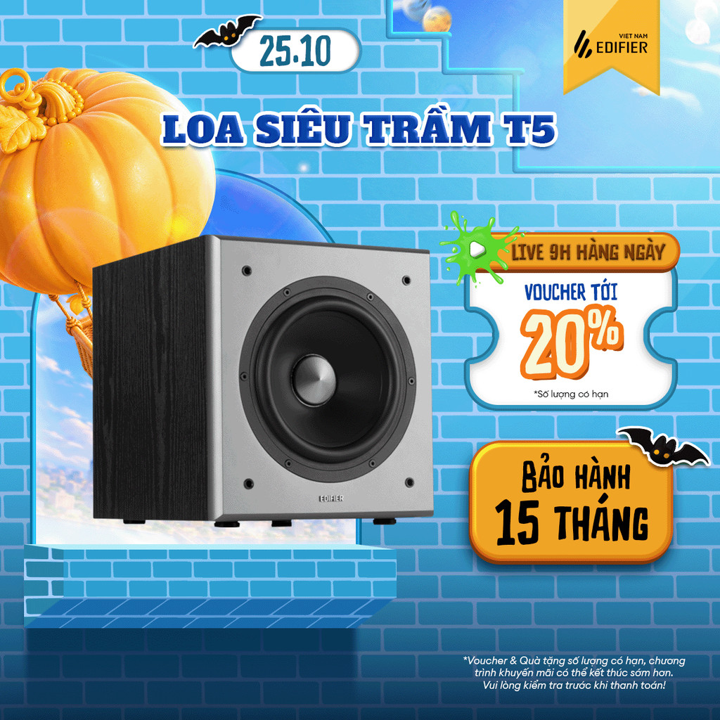 Loa Sub Siêu Trầm EDIFIER T5/T5S | Công Suất 70W | Vỏ Gỗ Chống Dội Âm | Cộng Hưởng Khoang Dưới | Bảo Hành 15 Tháng