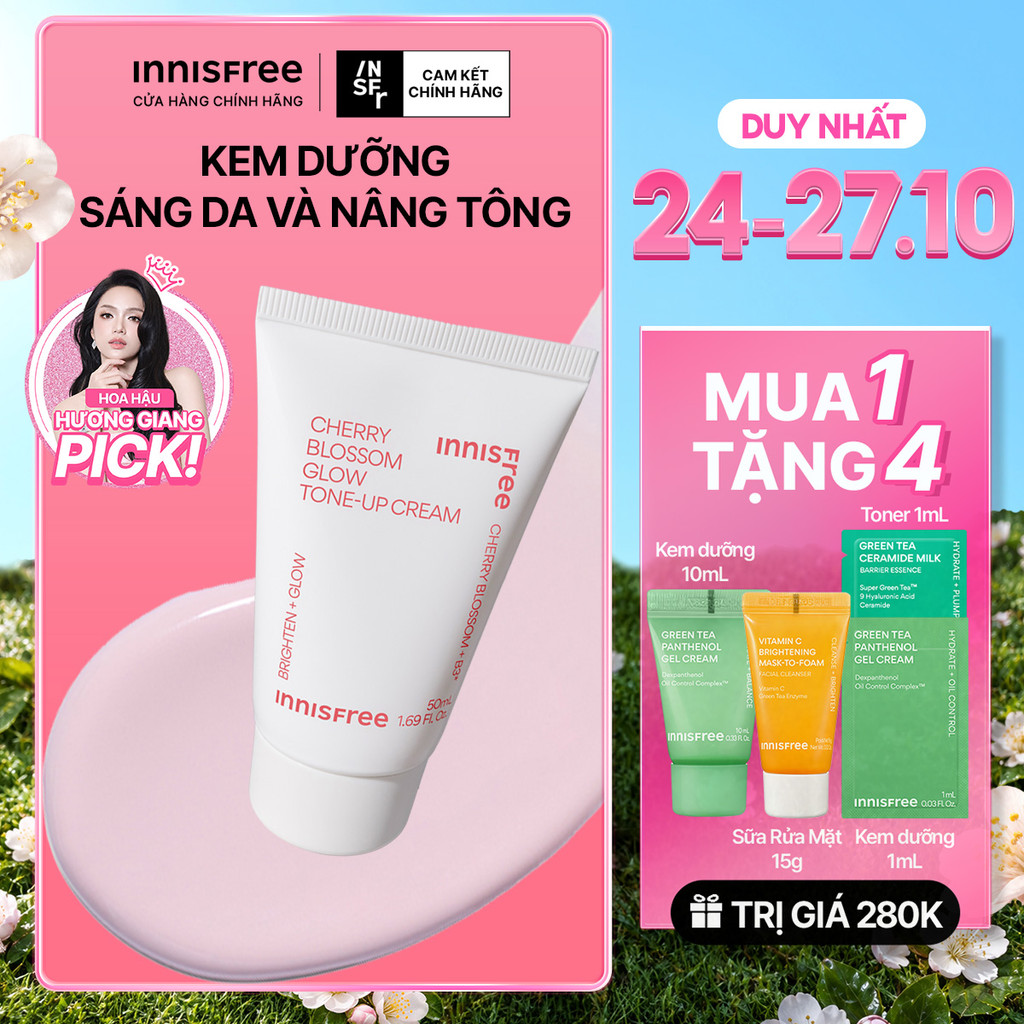Kem nâng tông, dưỡng sáng làm đều màu da từ hoa anh đào INNISFREE Cherry Blossom Tone Up Cream 50ml