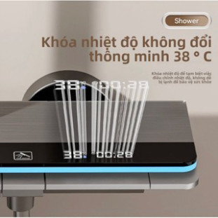 Bộ vòi hoa sen đứng Phòng tắm  Cột sen Điều chỉnh nước nóng lạnh, thân đồng 4 chức năng phun nước Bảo hành 3 năm